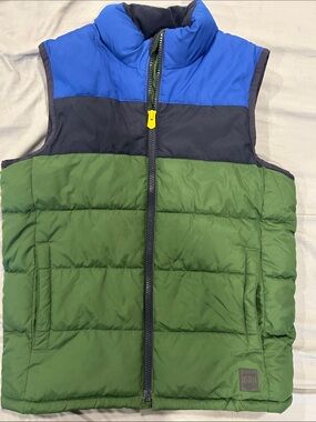 GAP Green, Black & Blue Colorblock Puffer Vest